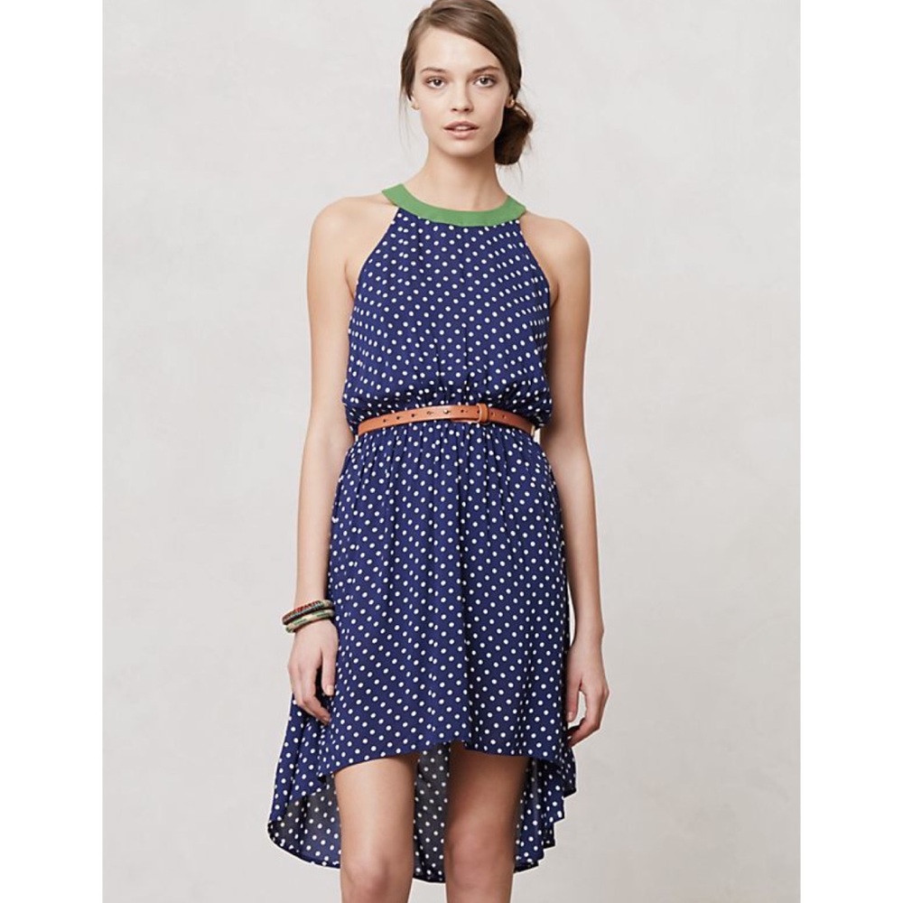 Anthropologie Lilka Polka Dot Lark High Low Dress